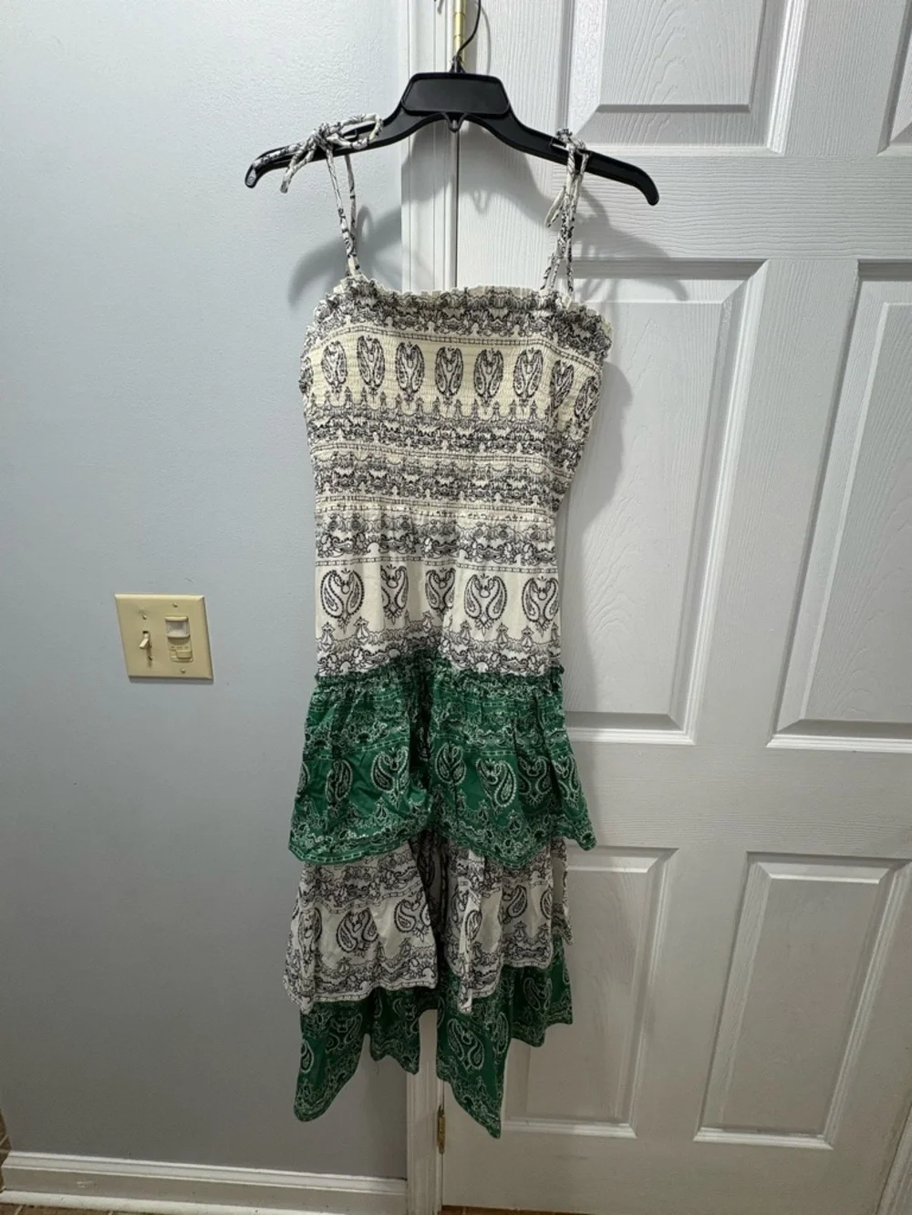 Tory Burch Paisley Cotton Poplin Midi Tiered Ruffle Dress Bandana Print